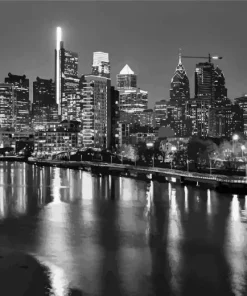 Black And White Philadelphia Skyline Diamond Painting