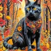 Black Cat Fall Diamond Painting