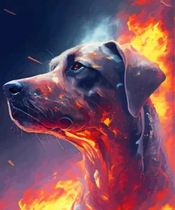 Black Fire Dog Diamond Painting