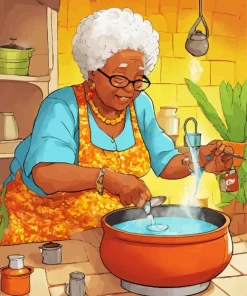 Black Grandma Diamond Painting
