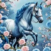 Black Horse With Roses Diamond Painting