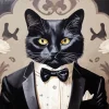 Black Tie Cat Diamond Painting