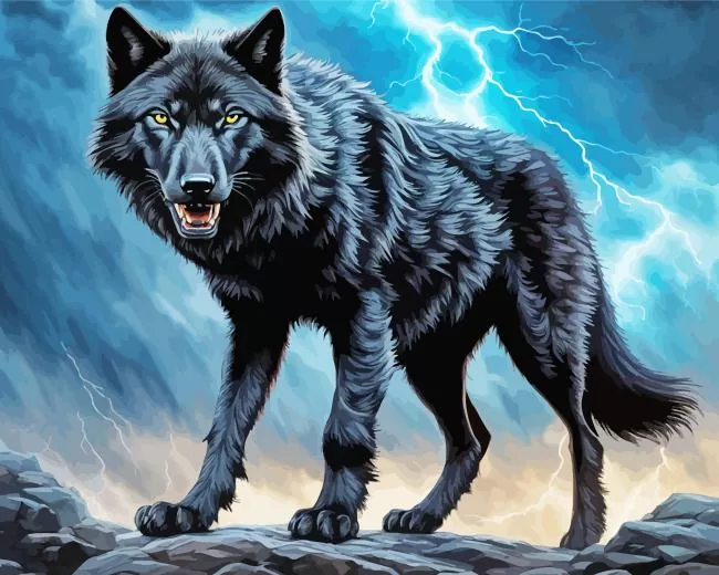 black wolf art Diamond By Numbers Black Wolf Art Diamond Painting