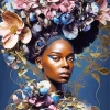 Black Woman With Flowers Diamond Painting