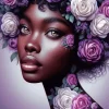 Black Woman With Purple Flowers Diamond Painting