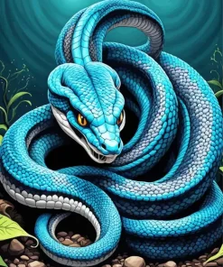 Blue And Black Snake Diamond Painting