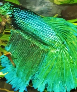 Blue And Green Betta Fish Diamond Painting