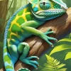 Blue And Green Chameleon Diamond Painting