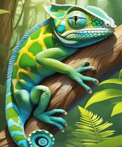 Blue And Green Chameleon Diamond Painting