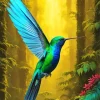 Blue And Green Hummingbird Diamond Painting