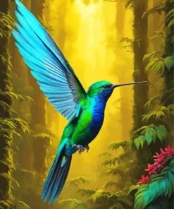 Blue And Green Hummingbird Diamond Painting