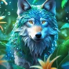 Blue And Green Wolf Diamond Painting