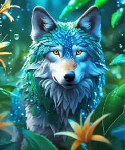 Blue And Green Wolf Diamond Painting