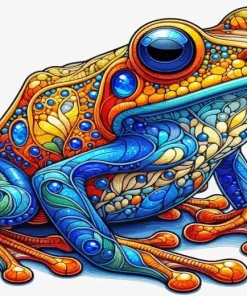 Blue And Orange Frog Art Diamond Painting