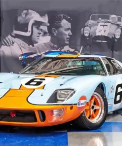 Blue And Orange Gt40 Car Diamond Painting