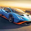 Blue And Orange Lamborghini Diamond Painting