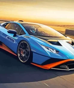 Blue And Orange Lamborghini Diamond Painting
