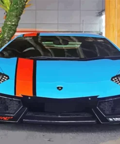 Blue And Orange Lamborghini Car Diamond Painting
