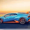 Blue And Orange Lamborghini Sport Car Diamond Painting