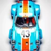 Blue And Orange Race Car Diamond Painting