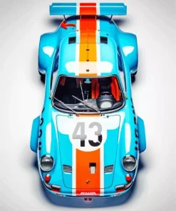 Blue And Orange Race Car Diamond Painting