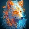 Blue And Orange White Fox Diamond Painting