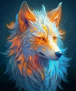 Blue And Orange White Fox Diamond Painting