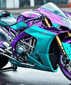 Blue And Purple Motorcycle Diamond Painting