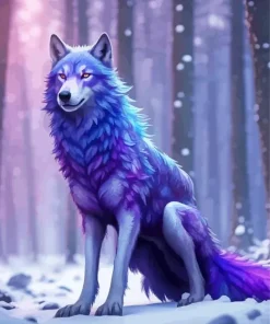 Blue And Purple Wolf Diamond Painting