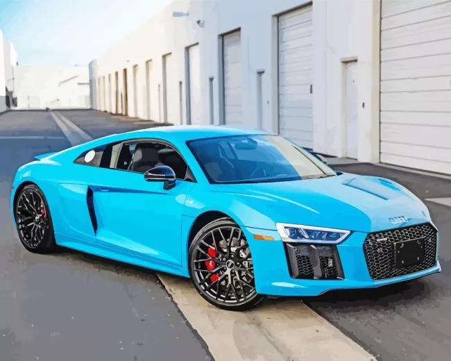 blue audi i8 Diamond By Numbers Blue Audi I8 Diamond Painting