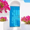 Blue Door Flowers Diamond Painting