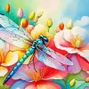 Blue Dragonfly On Flowers Diamond Painting