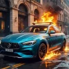 Blue Fire Car Diamond Painting