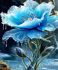 Blue Glass Flower Diamond Painting