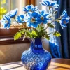 Blue Glass Flower Vase Diamond Painting