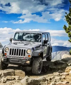 Blue Gray Jeep Car Diamond Painting