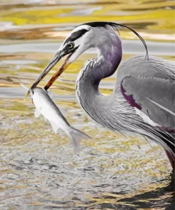 Blue Heron Eating Diamond Painting