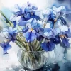 Blue Iris In Glass Vase Diamond Painting