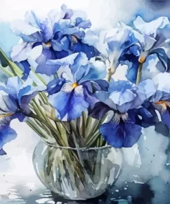 Blue Iris In Glass Vase Diamond Painting