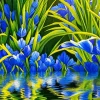 Blue Iris Water Reflection Diamond Painting