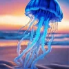 Blue Jellyfish In Beach Diamond Painting