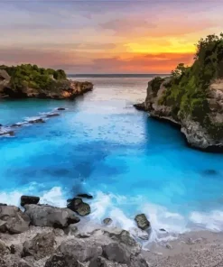 Blue Lagoon At Sunset Diamond Painting