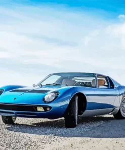 Blue Lamborghini Miura Car Diamond Painting