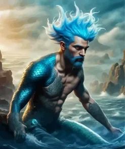 Blue Merman Diamond Painting