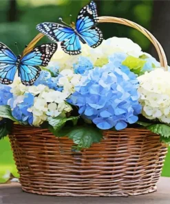 Blue Monarch Butterfly On Hydrangeas Diamond Painting