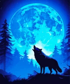 Blue Moon Wolf Diamond Painting