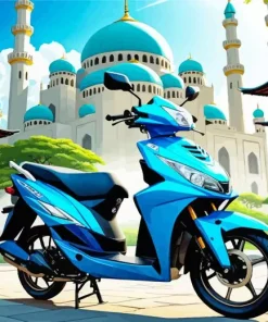 Blue Motorbike Diamond Painting