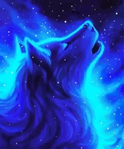 Blue Neon Wolf Diamond Painting