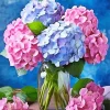 Blue Pink Purple Hydrangea Vase Diamond Painting