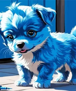 Blue Puppy Dog Diamond Painting